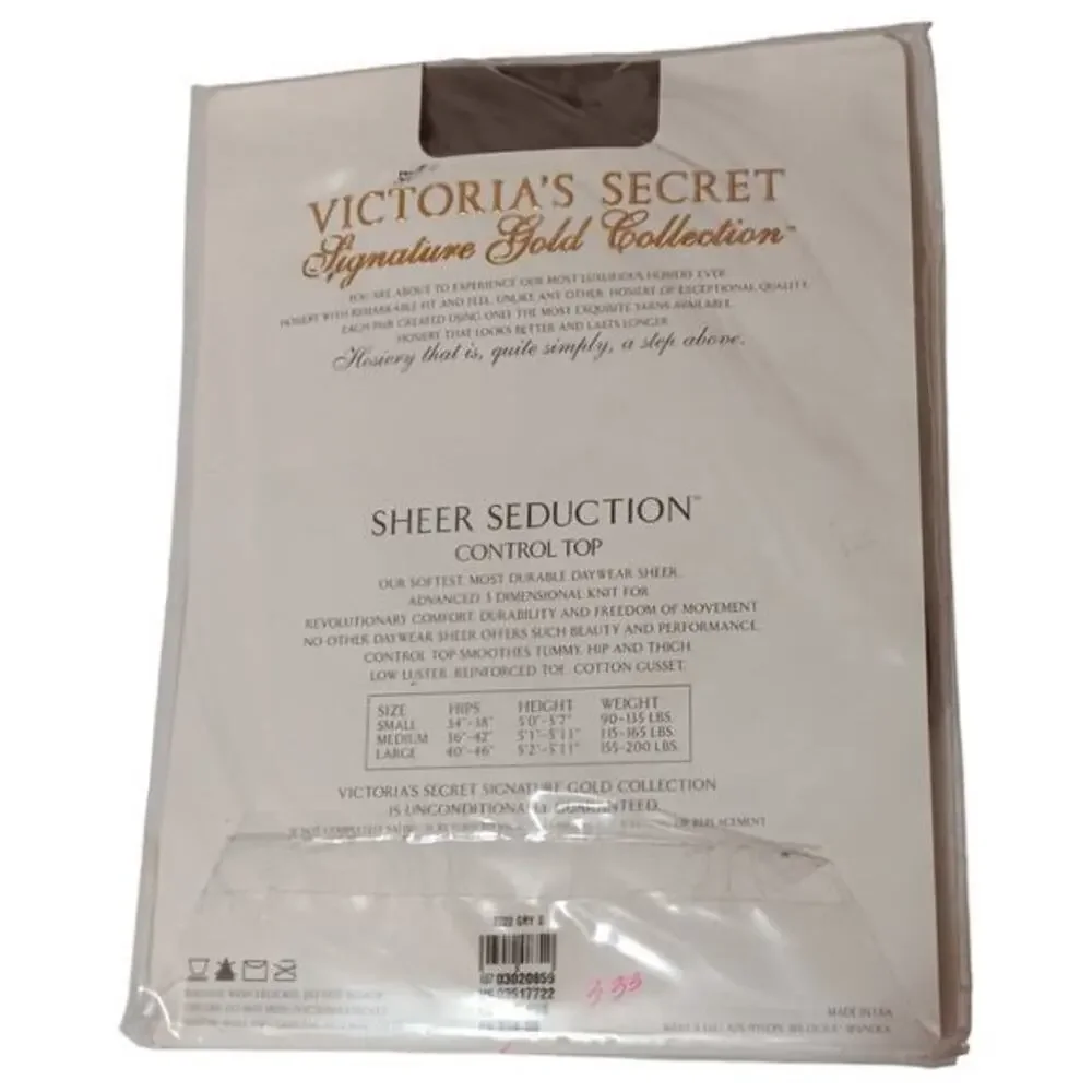 Vintage VICTORIA'S SECRET Pantyhose Stockings SM Nylon Signature Gold Collection